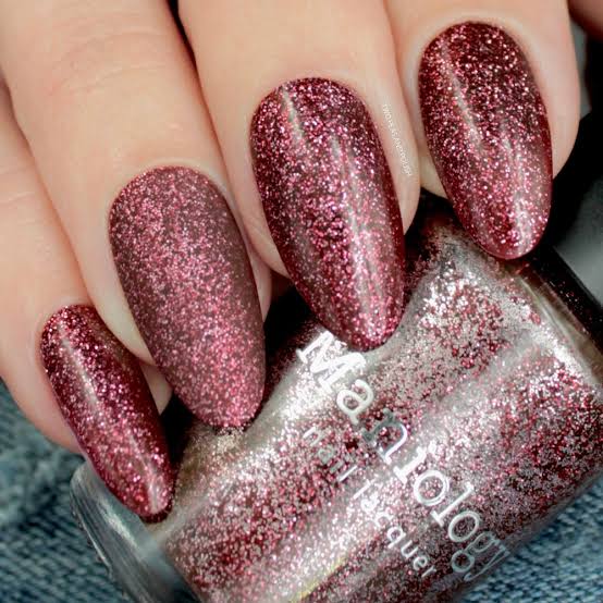 Tinseltown: Fame (P141) - Semi Sheer Dark Red with Glitter Nail Polish