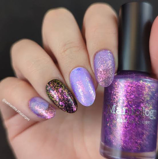 Metamorphosis (P160) - Sheer Purple with Gold Iridescent Flakies Nail Polish